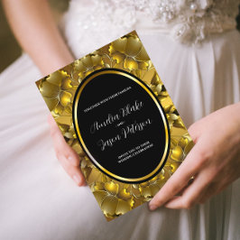 Invitación Boda floral de lujosa talla de oro