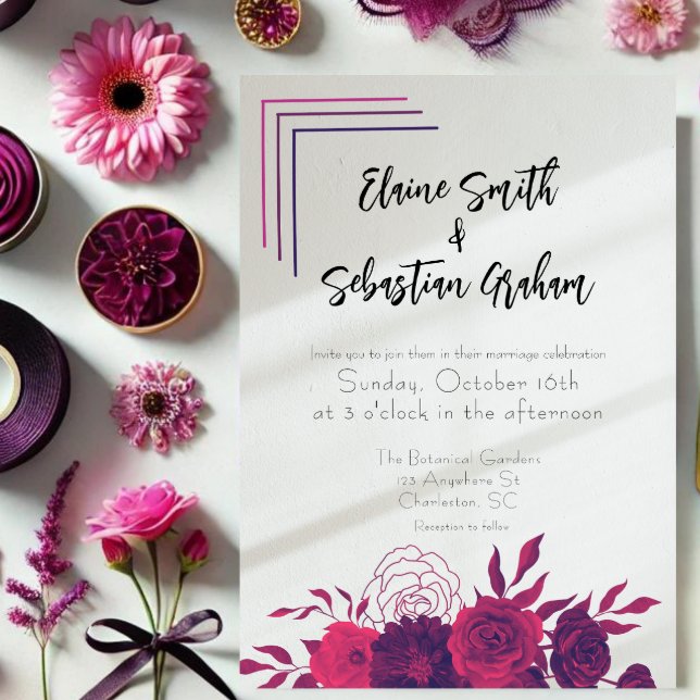 Invitación Boda Floral de luz solar de presupuesto rosa y mag (Subido por el creador)