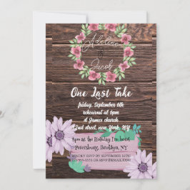 Invitación Boda floral de madera rústica Prueba Cena