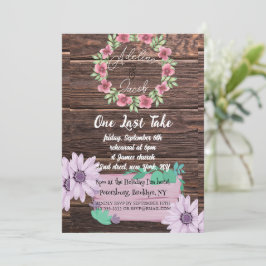 Invitación Boda floral de madera rústica Prueba Cena