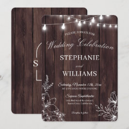 Invitación Boda floral de madera rústica y acrílico transpare