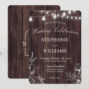 Invitación Boda floral de madera rústica y acrílico transpare