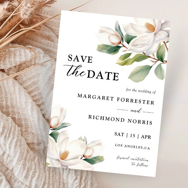 Invitación Boda Floral de Magnolia Blanca Salva La Fecha (Subido por el creador)