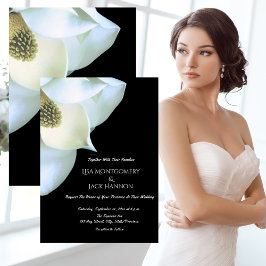 Invitación Boda floral de magnolia elegante en blanco y negro