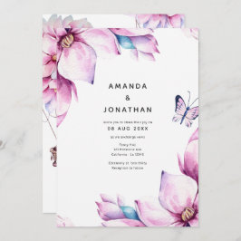 Invitación Boda floral de Magnolia rosa