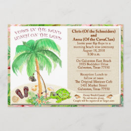 Invitación Boda floral de mar con conchas de playa y palmeras