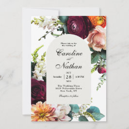 Invitación Boda floral de marco con arcos de otoño fresco