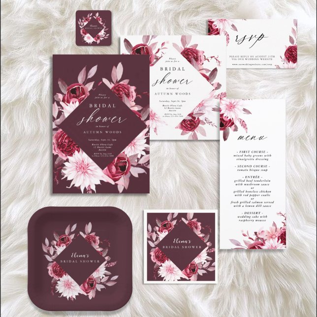 Invitación Boda floral de marco dorado de Romance otoño (Subido por el creador)