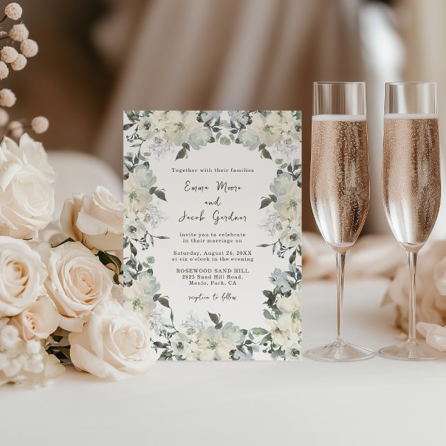 Invitación Boda Floral de marfil acuarela (Subido por el creador)