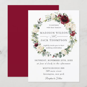 Invitación Boda floral de marfil blanco rubio