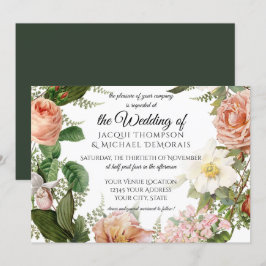 Invitación Boda floral de marfil de caza horizontal