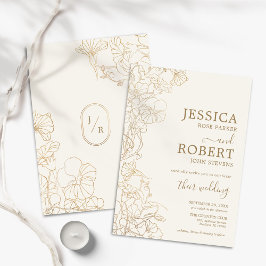 Invitación Boda Floral de marfil Gold