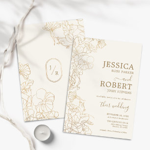 Invitación Boda Floral de marfil Gold