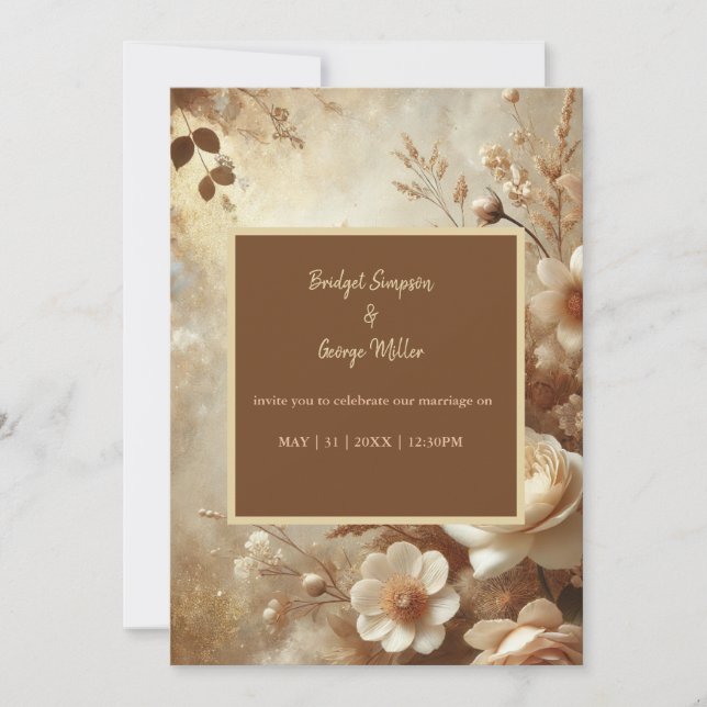 Invitación Boda floral de marfil onírico romántico (Anverso)