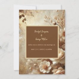 Invitación Boda floral de marfil onírico romántico