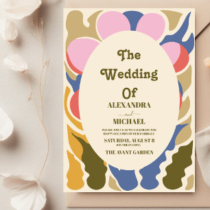 Invitación Boda floral de margarita moderna groovy pastel