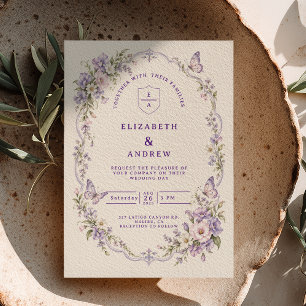 Invitación Boda floral de mariposa lila