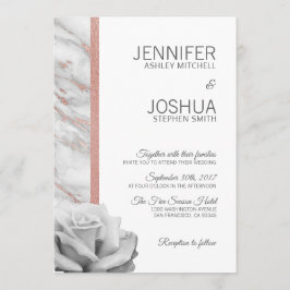 Invitación Boda floral de mármol rosa de Relieve metalizado d