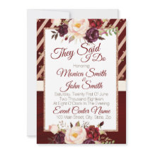 Invitación Boda floral de Marsala Burgandy
