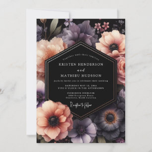 Invitación Boda Floral de Medianoche Ciruela