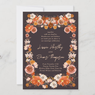 Invitación Boda floral de medianoche Fall Bouquet