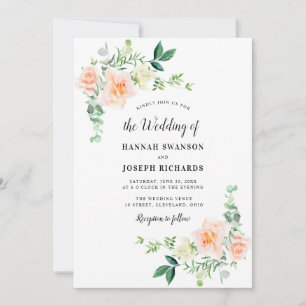 Invitación boda floral de melocotón acuático
