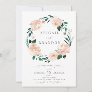 Invitación Boda floral de melocotón de jardín romántico en