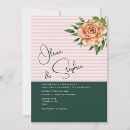 Invitación Boda Floral de Melocotón Esmeralda Rosa