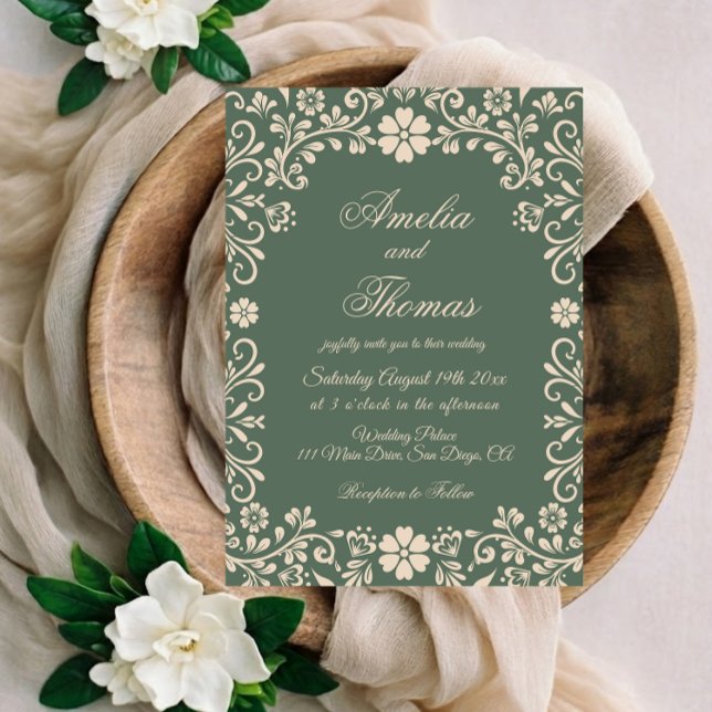 Invitación Boda floral de México verde (Subido por el creador)
