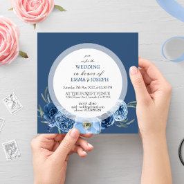 Invitación Boda floral de moda azul pastel Boho y azul celest