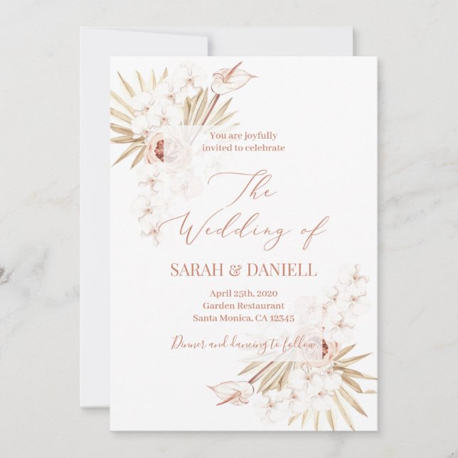 Invitación Boda floral de moda tropical (Anverso)