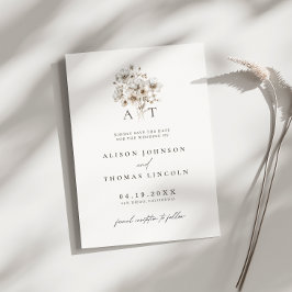 Invitación Boda Floral De Monograma Rústico Guardar La Tarjet