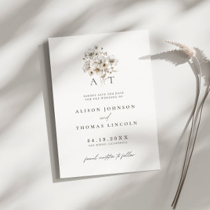 Invitación Boda Floral De Monograma Rústico Guardar La Tarjet