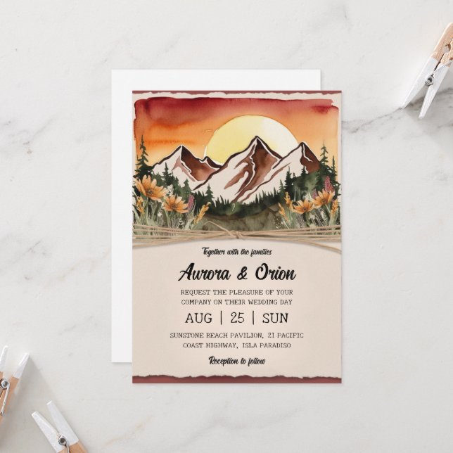 Invitación boda floral de montaña (Anverso/Reverso In Situ)