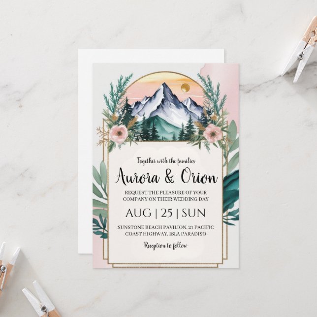 Invitación boda floral de montaña (Anverso/Reverso In Situ)