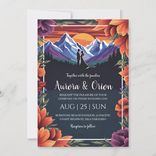 Invitación boda floral de montaña (Anverso)