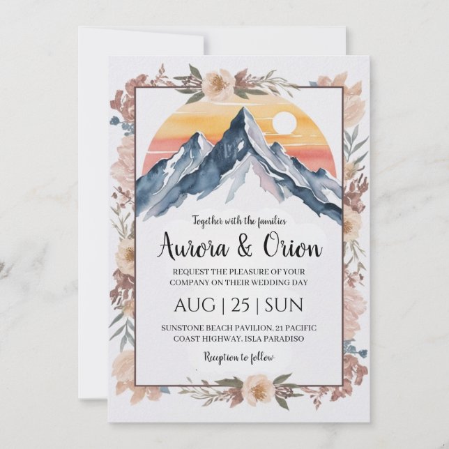 Invitación boda floral de montaña (Anverso)
