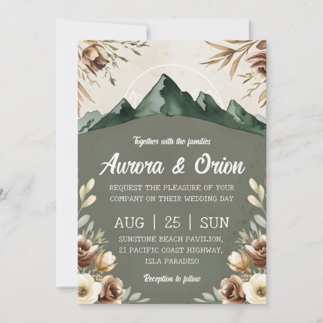 Invitación boda floral de montaña (Anverso)