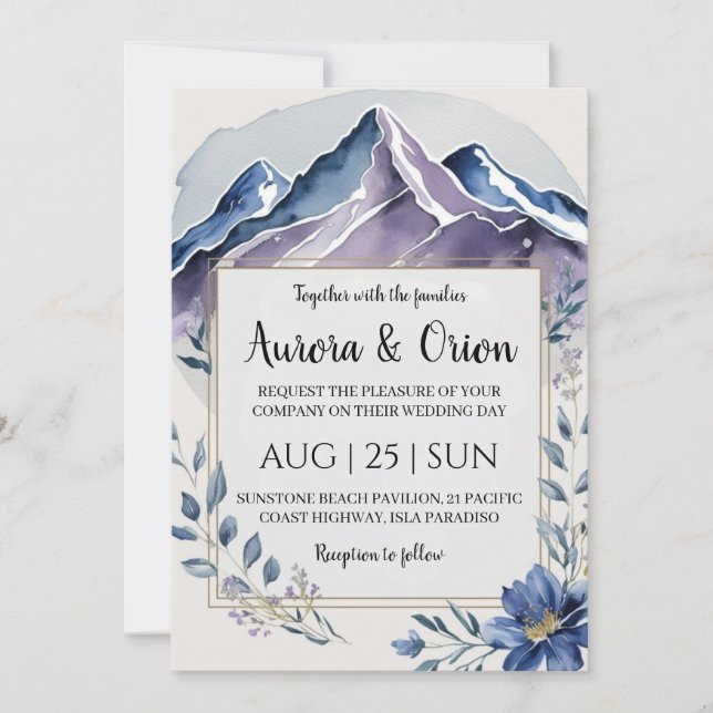Invitación boda floral de montaña (Anverso)
