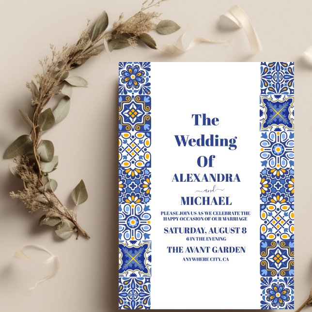Invitación Boda floral de mosaico mexicano (Subido por el creador)