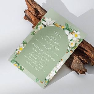Invitación Boda floral de musgo pálido Arco verde salvia +