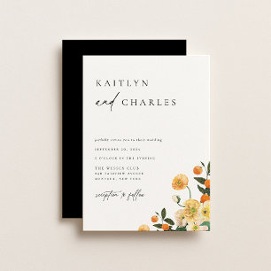Invitación Boda floral de naranja cítrica