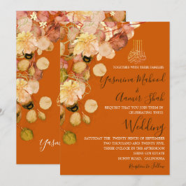 Invitación Boda floral de Naranja quema de Bismillah islámico