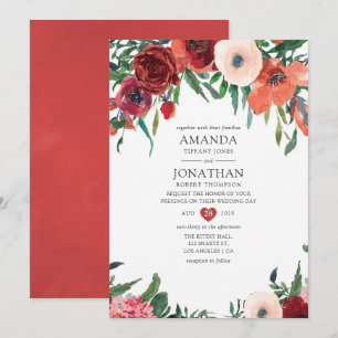 Invitación Boda floral de naranja quemada y rubor