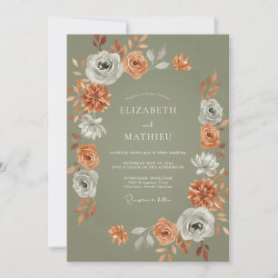 Invitación Boda Floral de Naranja Salvia Abrazo