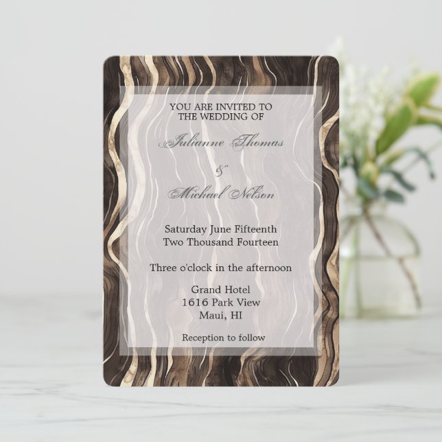 Invitación Boda floral de natación dorada de chocolate (Anverso de pie)