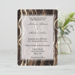 Invitación Boda floral de natación dorada de chocolate