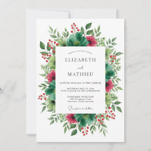 Invitación Boda floral de naturaleza verde esmeralda