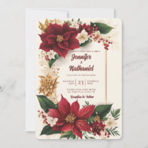 Boda Floral de Navidad Burgundy Gold Poinsettia