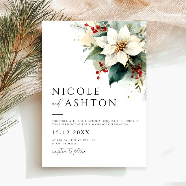 Invitación Boda floral de Navidades modernos (Subido por el creador)
